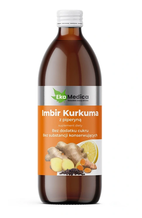 EkaMedica Imbir Kurkuma z piperyną - 500 ml, witaminy na odporność