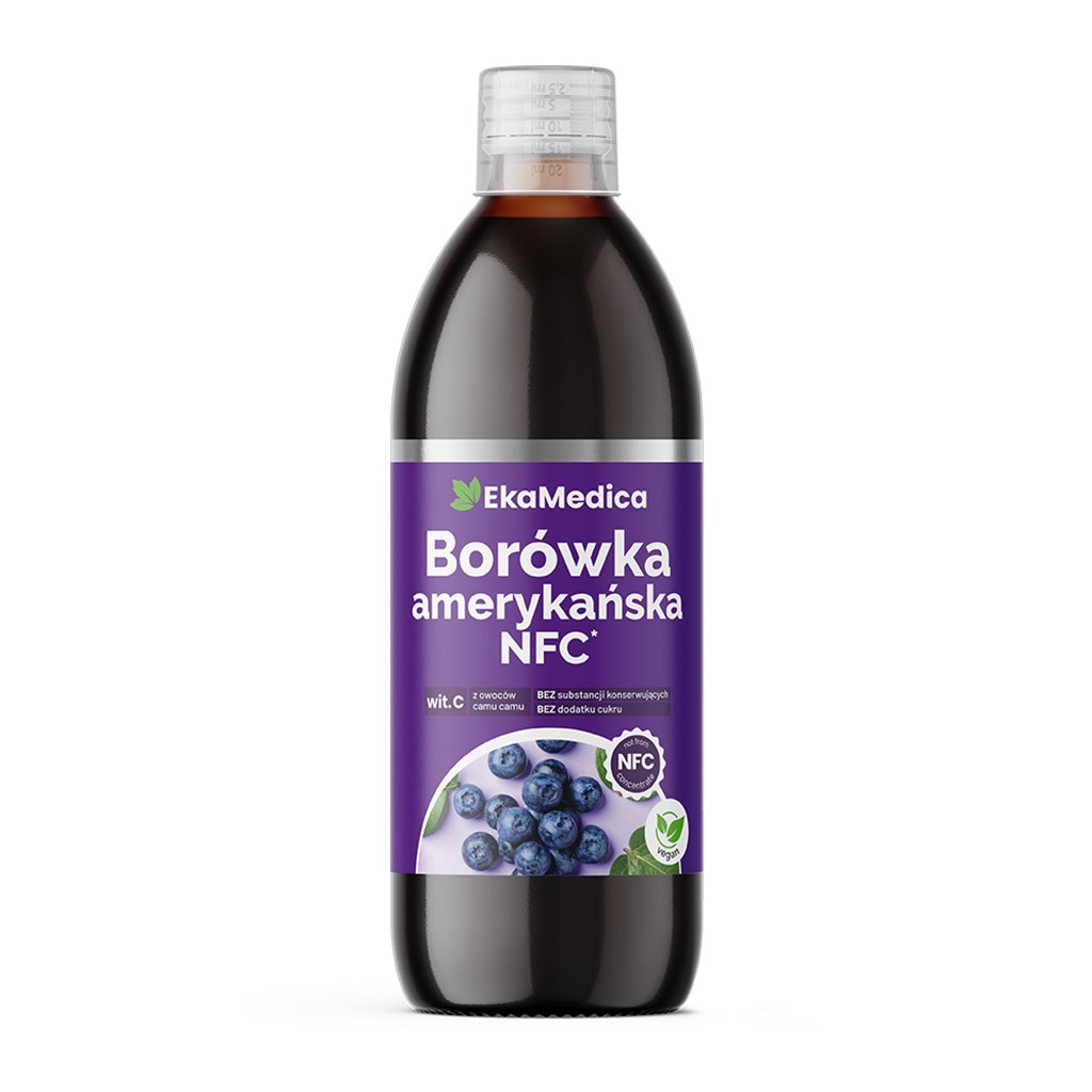 Eka Borówka Amerykańska NFC, sok z  borówki amerykańskiej z witaminą C - suplement diety 500 ml